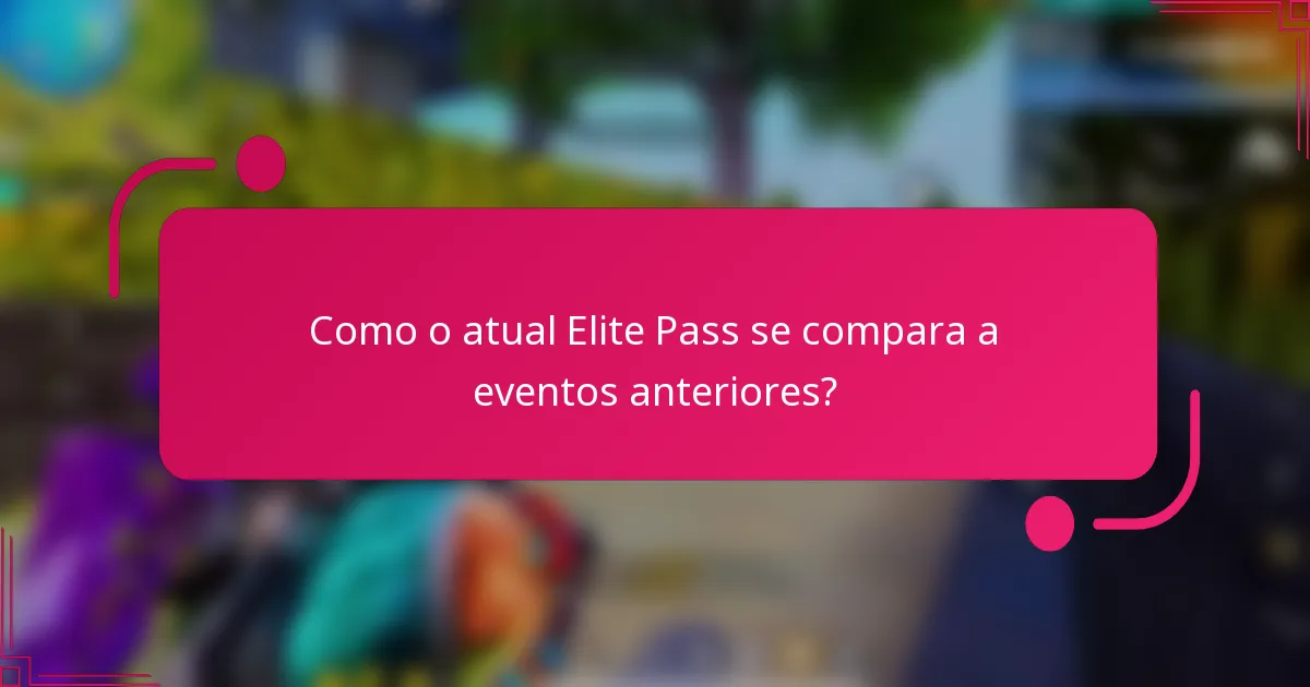 Como o atual Elite Pass se compara a eventos anteriores?