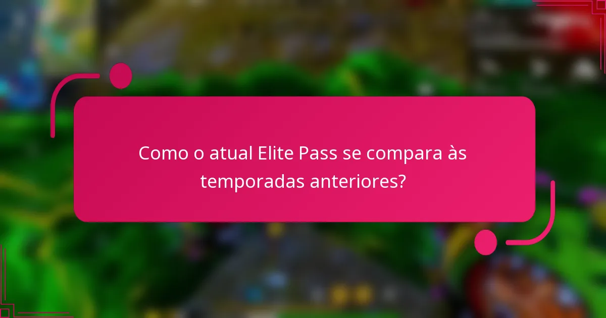 Como o atual Elite Pass se compara às temporadas anteriores?