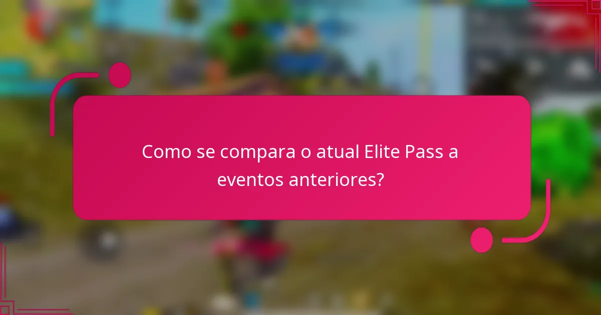 Como se compara o atual Elite Pass a eventos anteriores?