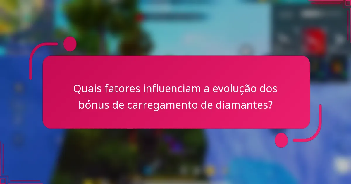 Quais fatores influenciam a evolução dos bónus de carregamento de diamantes?