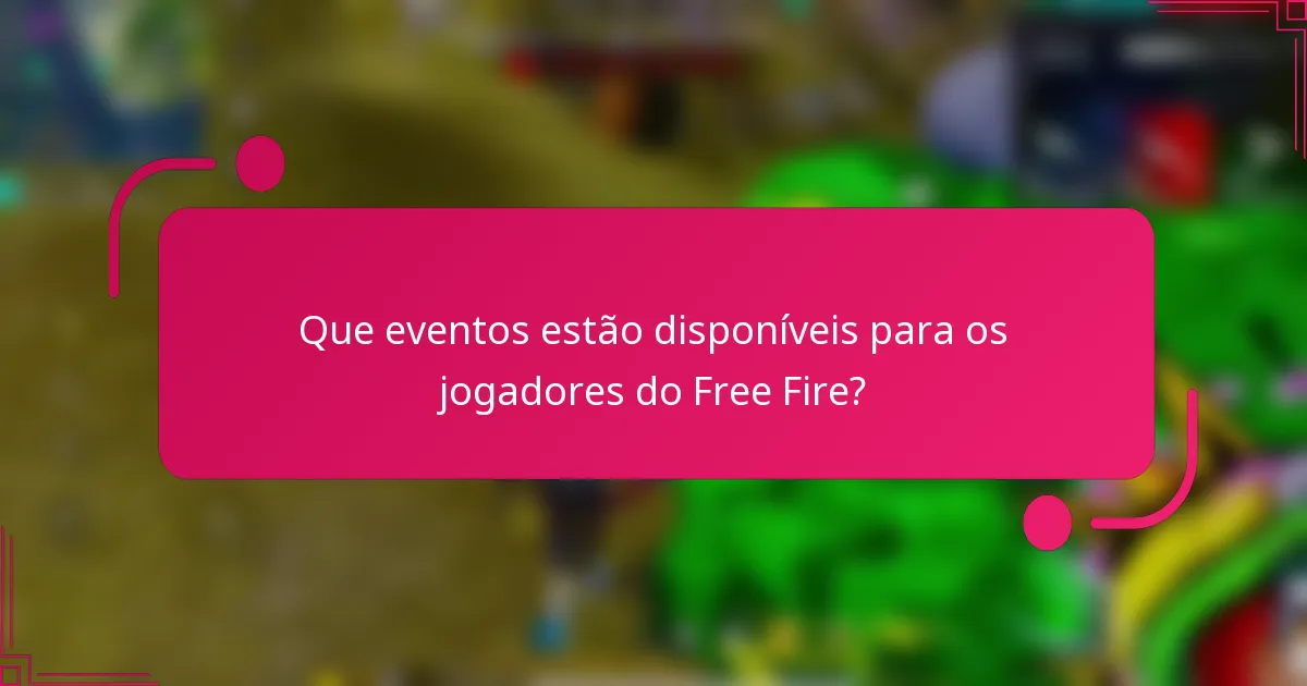 Que eventos estão disponíveis para os jogadores do Free Fire?